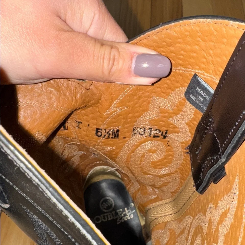 Black Leather Cowboy Boots Women’s Size 6.5 - Picture 6 of 9